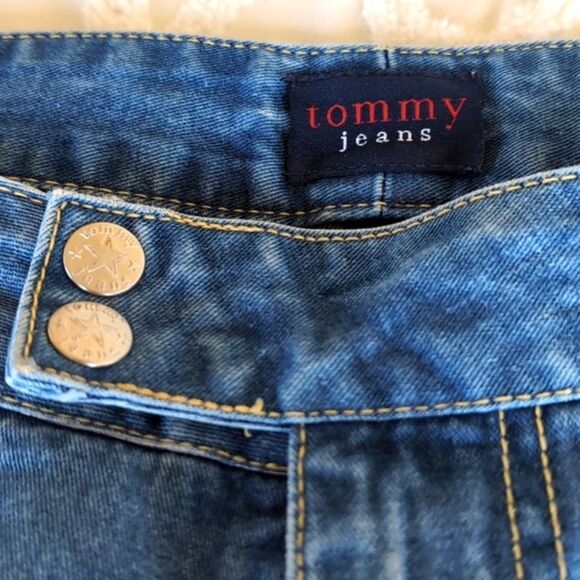 Vintage Tommy Jeans Denim Shorts With Leather Lace Up Ties - Picture 3 of 10
